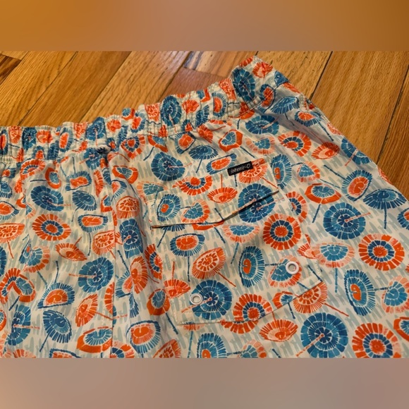 Johnnie O 1/2 Elastic Swim Trunks Men’s Size M Blue/Orange Geometric Print Lined - Picture 7 of 16